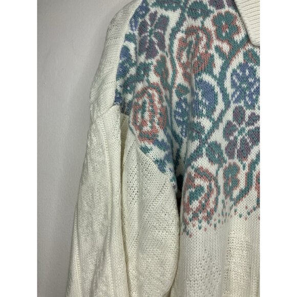 Vintage Floral Collared Sweater Women's Medium Cottagecore - Picture 5 of 9
